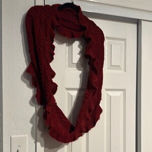 Chic Red Ruffled Eternity Scarf